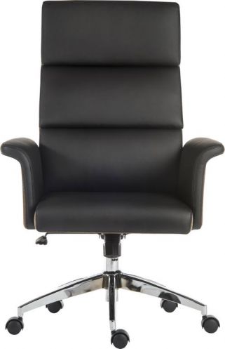 Mid Century Style High Back Leather Office Chair - Black or Cream Option - ELEGANCE